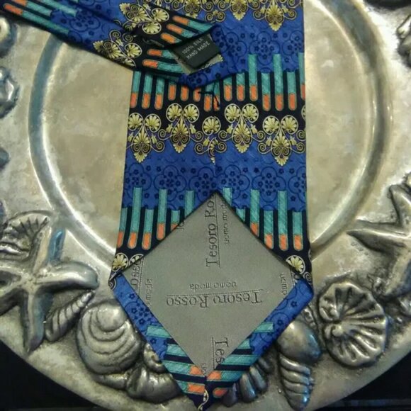 Tesoro Rosso uomo moda Silk Mens Necktie - Picture 4 of 5